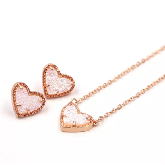 Rose Gold with Iridescent Druzy Necklace & Ea… - Picture 2 of 6
